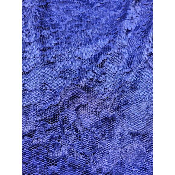 Women's Blue Boho Floral Lace Shift Dress XL V-Neck Twee Coquette Whimsygoth - Picture 3 of 8